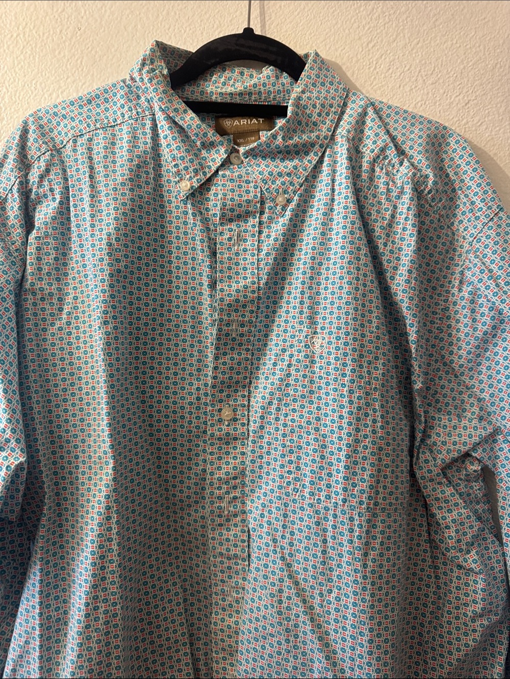 Ariat Men's Turquoise & Coral Micro-Print Button-Down Shirt
